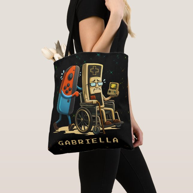 Respect Your Elders Gaming Control Retro Funny Tote Bag (Close Up)