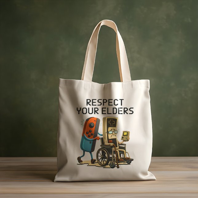 Respect Your Elders Gaming Control Retro Funny Tote Bag (Creator Uploaded)