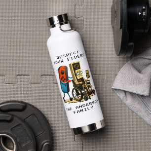 Respect Your Elders Gaming Control Retro Funny Water Bottle