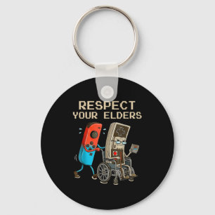 Respect Your Elders Retro Gaming Controller Funny Keychain