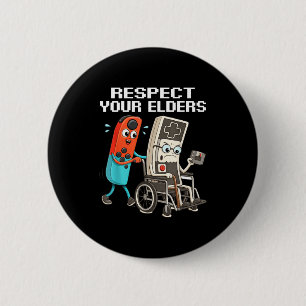 Respect Your Elders Retro Gaming Funny Controller 2 Inch Round Button