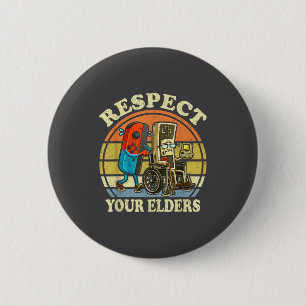 Respect Your Elders Retro Gaming Funny Controller 2 Inch Round Button