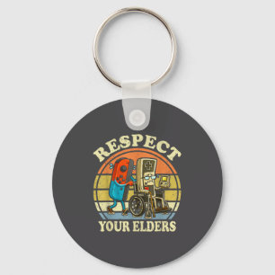 Respect Your Elders Retro Gaming Funny Controller  Keychain