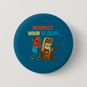 Respect Your Elders Retro Gaming Funny Gamer Contr 2 Inch Round Button