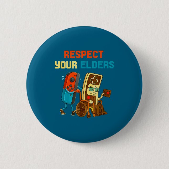 Respect Your Elders Retro Gaming Funny Gamer Contr 2 Inch Round Button (Front)