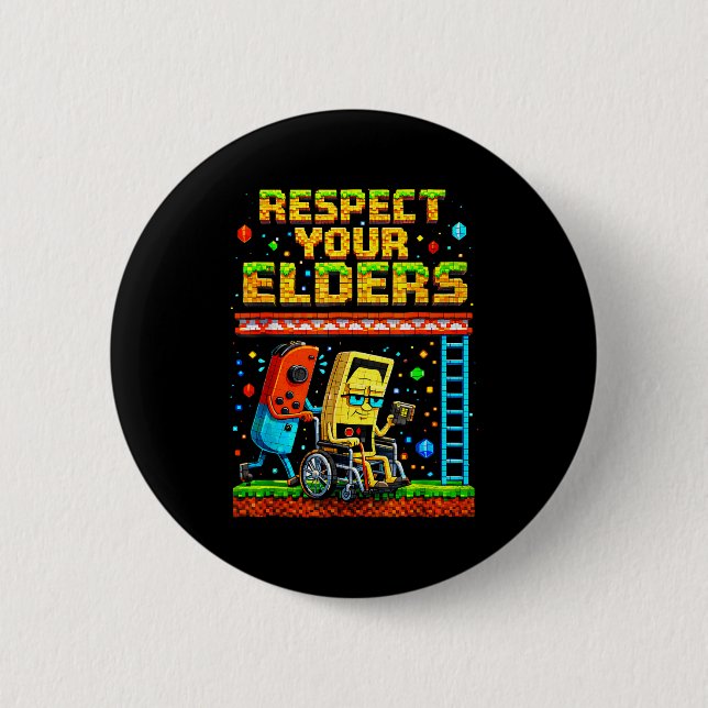 Respect Your Elders Retro Gaming Funny Gamer Contr 2 Inch Round Button (Front)