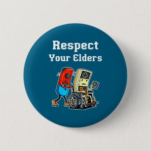 Respect Your Elders Retro Gaming Funny Gamer Contr 2 Inch Round Button