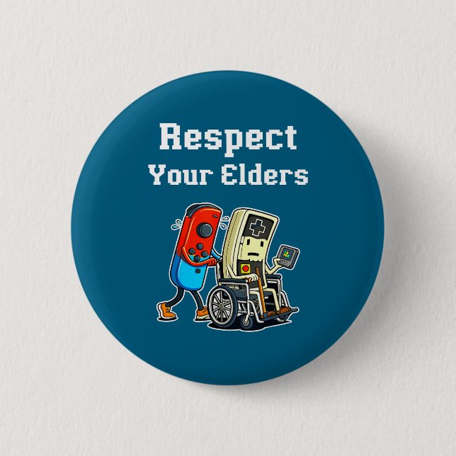 Respect Your Elders Retro Gaming Funny Gamer Contr 2 Inch Round Button (Front)