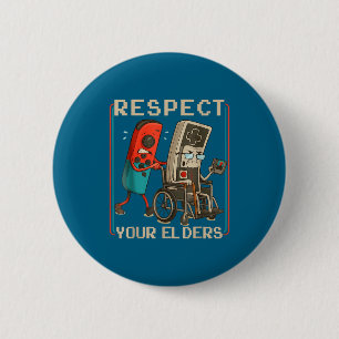 Respect Your Elders Retro Gaming Funny Gamer Contr 2 Inch Round Button