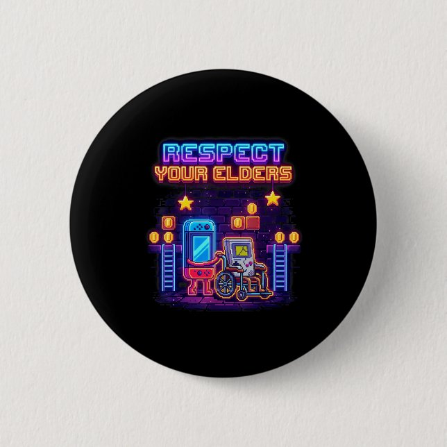 Respect Your Elders Retro Gaming Funny Gamer Contr 2 Inch Round Button (Front)