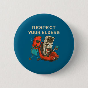 Respect Your Elders Retro Gaming Funny Gamer Contr 2 Inch Round Button