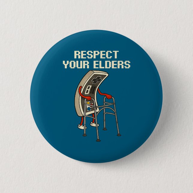 Respect Your Elders Retro Gaming Funny Gamer Contr 2 Inch Round Button (Front)