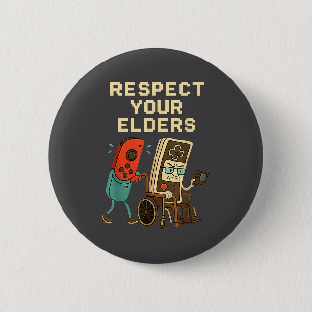 Respect Your Elders Retro Gaming Funny Gamer Contr 2 Inch Round Button (Front)