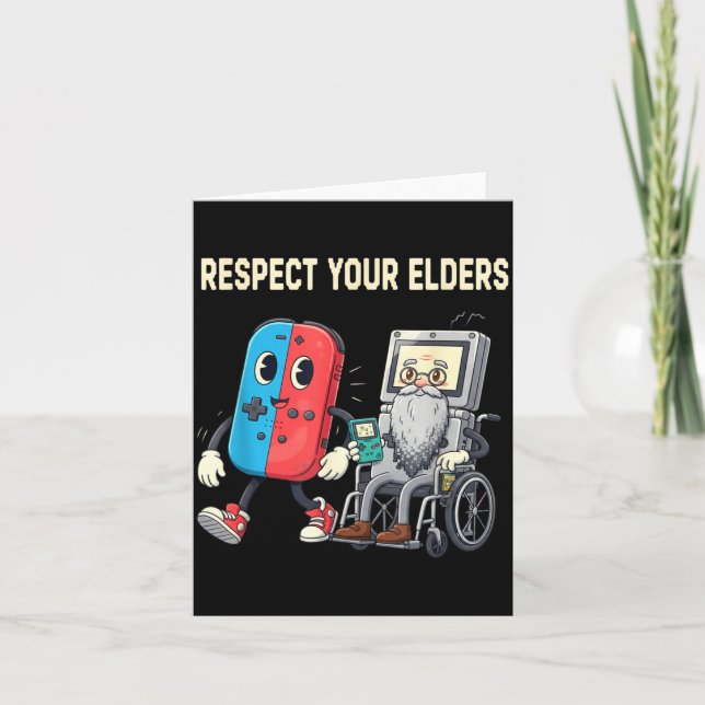 Respect Your Elders Retro Gaming Funny Gamer Contr Card (Front)