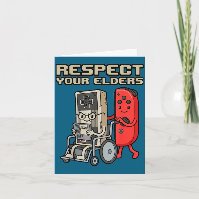 Respect Your Elders Retro Gaming Funny Gamer Contr Card (Front)