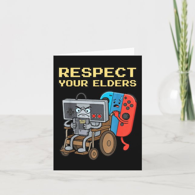 Respect Your Elders Retro Gaming Funny Gamer Contr Card (Front)