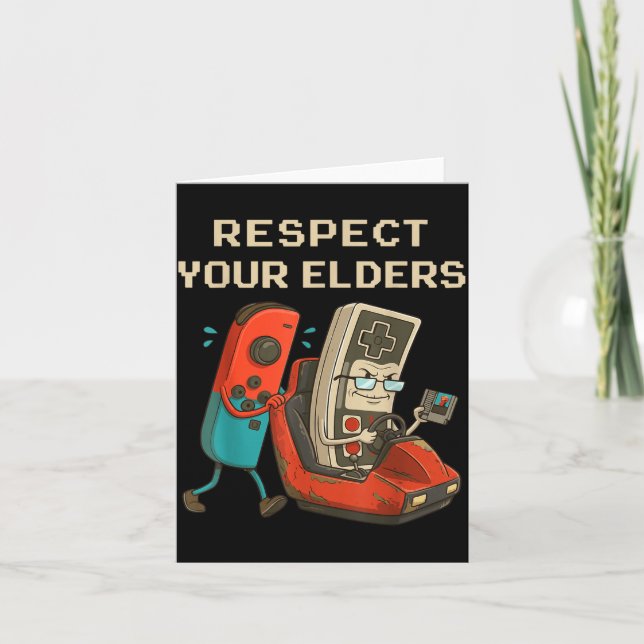 Respect Your Elders Retro Gaming Funny Gamer Contr Card (Front)