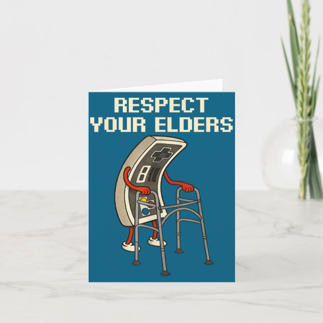 Respect Your Elders Retro Gaming Funny Gamer Contr Card (Front)