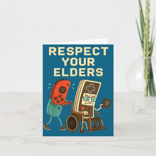 Respect Your Elders Retro Gaming Funny Gamer Contr Card (Front)