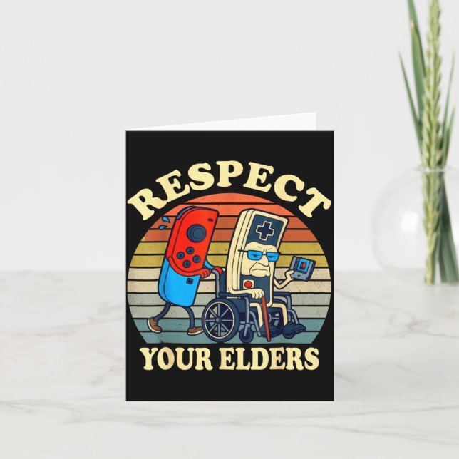 Respect Your Elders Retro Gaming Funny Gamer Contr Card (Front)