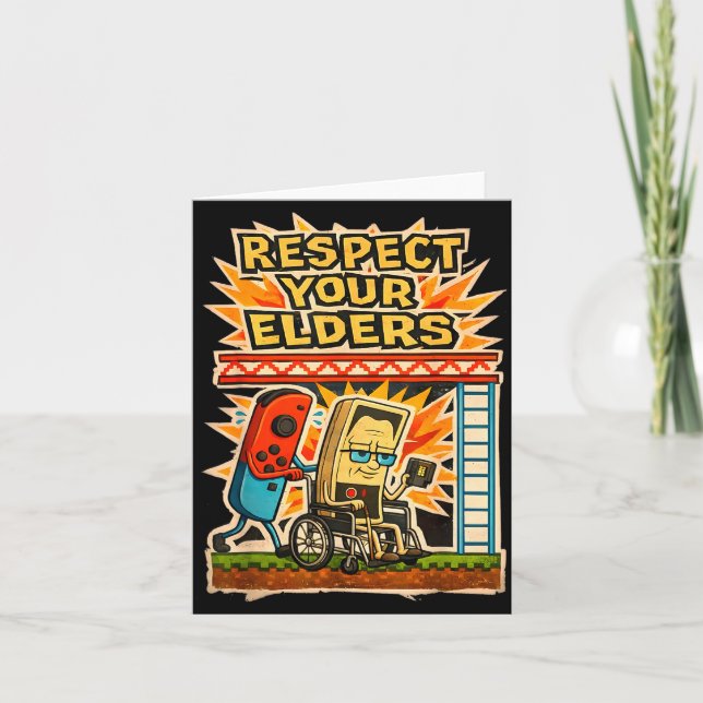 Respect Your Elders Retro Gaming Funny Gamer Contr Card (Front)