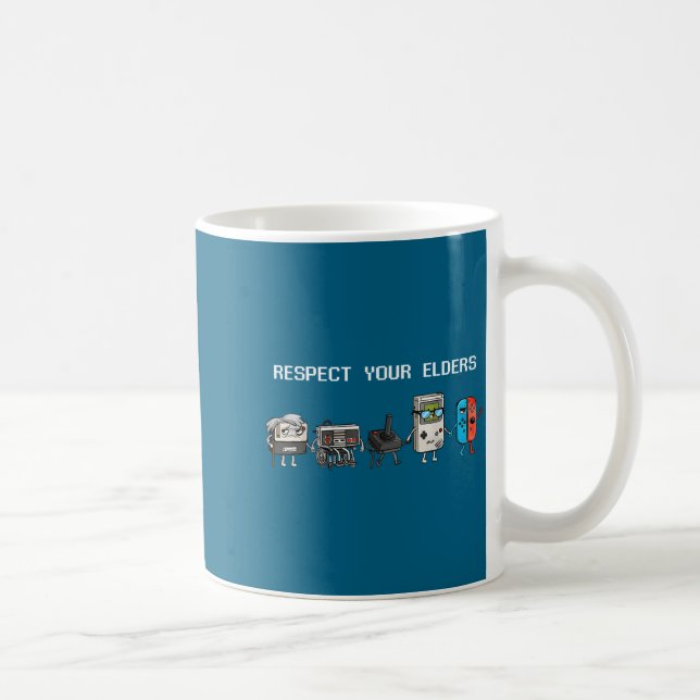 Respect Your Elders Retro Gaming Funny Gamer Contr Coffee Mug (Right)