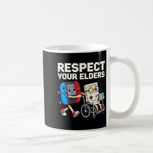 Respect Your Elders Retro Gaming Funny Gamer Contr Coffee Mug (Right)