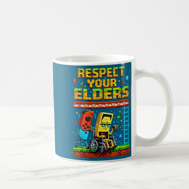 Respect Your Elders Retro Gaming Funny Gamer Contr Coffee Mug (Right)