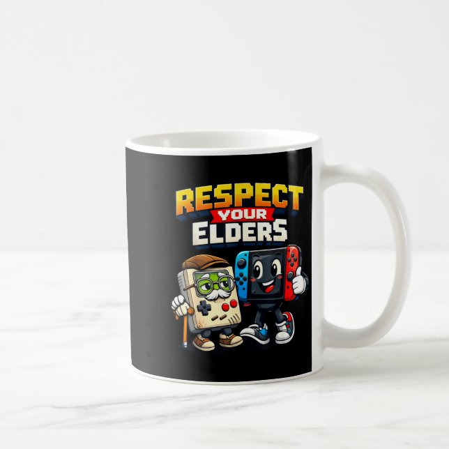 Respect Your Elders Retro Gaming Funny Gamer Contr Coffee Mug (Right)