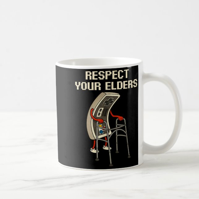 Respect Your Elders Retro Gaming Funny Gamer Contr Coffee Mug (Right)