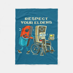 Respect Your Elders Retro Gaming Funny Gamer Contr Fleece Blanket