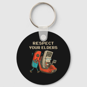 Respect Your Elders Retro Gaming Funny Gamer Contr Keychain