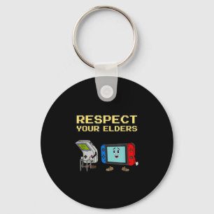 Respect Your Elders Retro Gaming Funny Gamer Contr Keychain