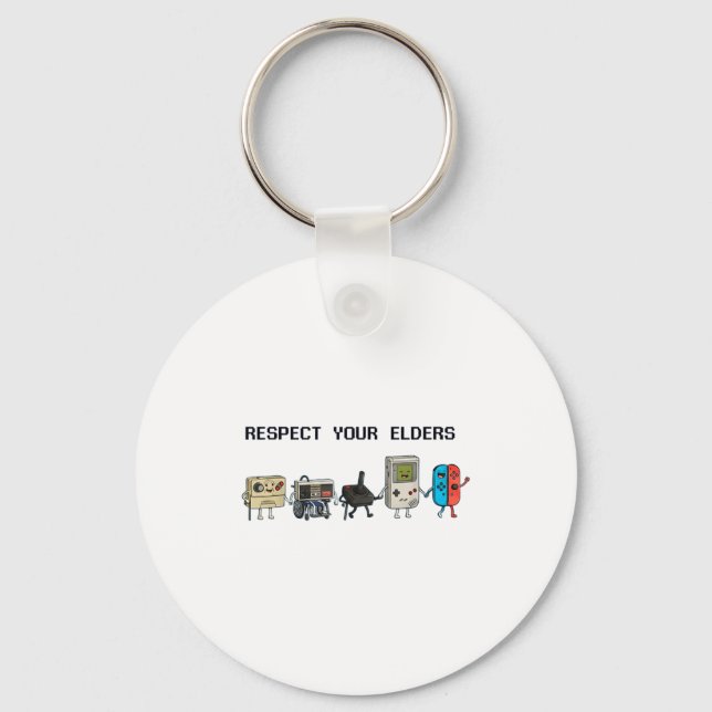 Respect Your Elders Retro Gaming Funny Gamer Contr Keychain (Front)