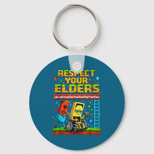 Respect Your Elders Retro Gaming Funny Gamer Contr Keychain
