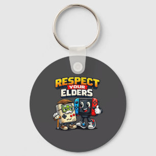Respect Your Elders Retro Gaming Funny Gamer Contr Keychain