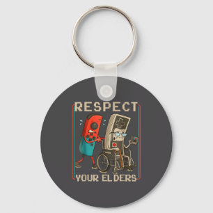 Respect Your Elders Retro Gaming Funny Gamer Contr Keychain