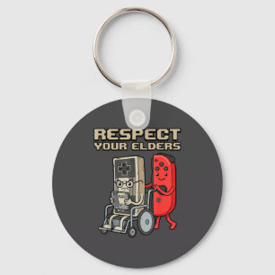 Respect Your Elders Retro Gaming Funny Gamer Contr Keychain