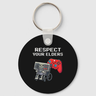 Respect Your Elders Retro Gaming Funny Gamer Contr Keychain