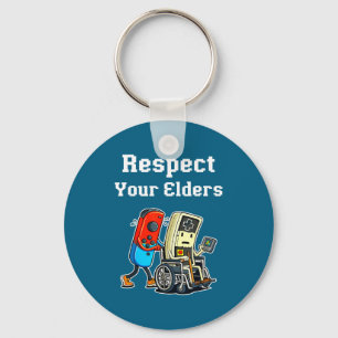 Respect Your Elders Retro Gaming Funny Gamer Contr Keychain