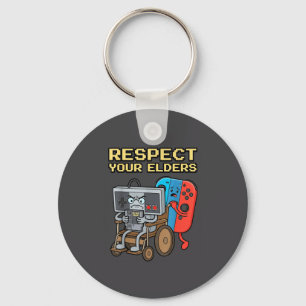 Respect Your Elders Retro Gaming Funny Gamer Contr Keychain