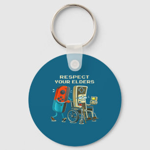 Respect Your Elders Retro Gaming Funny Gamer Contr Keychain