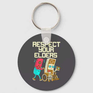 Respect Your Elders Retro Gaming Funny Gamer Contr Keychain