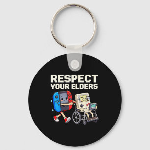 Respect Your Elders Retro Gaming Funny Gamer Contr Keychain