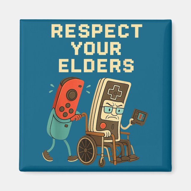 Respect Your Elders Retro Gaming Funny Gamer Contr Magnet (Front)