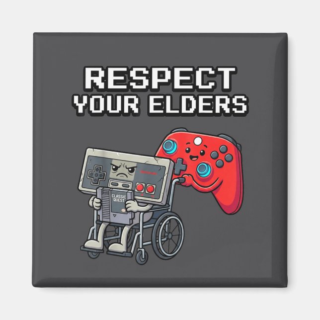 Respect Your Elders Retro Gaming Funny Gamer Contr Magnet (Front)