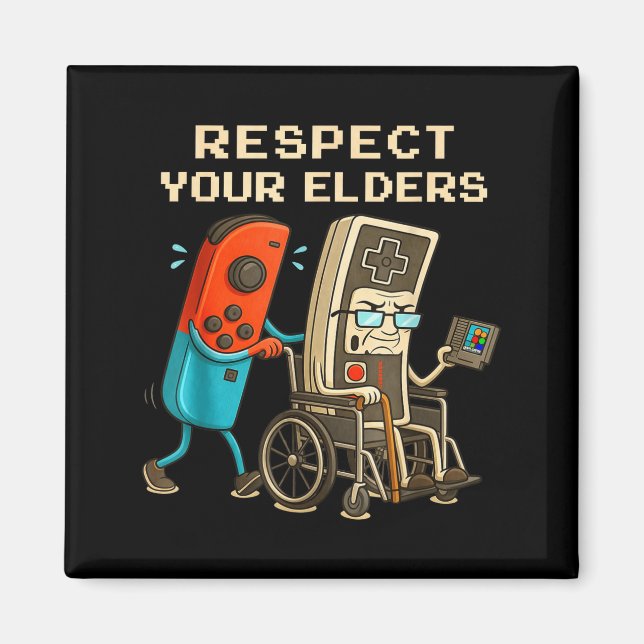 Respect Your Elders Retro Gaming Funny Gamer Contr Magnet (Front)