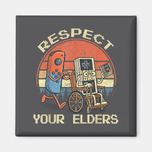 Respect Your Elders Retro Gaming Funny Gamer Contr Magnet