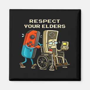 Respect Your Elders Retro Gaming Funny Gamer Contr Magnet