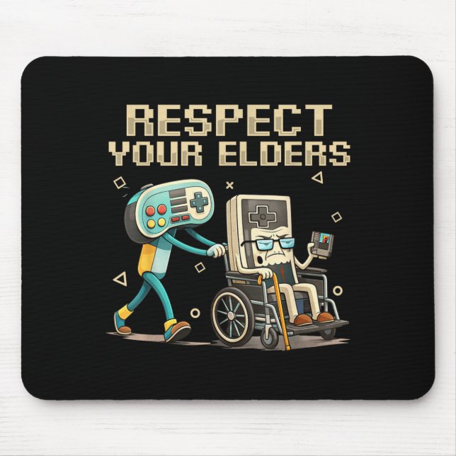 Respect Your Elders Retro Gaming Funny Gamer Contr Mouse Pad (Front)